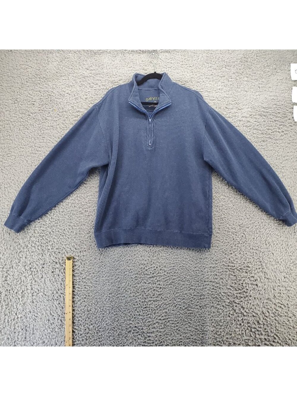 Orvis Shirt Mens Medium Blue Quarter-Zip Logo Cotton Pullover Sweatshirt